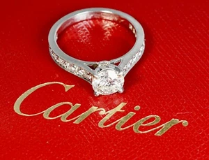 Cartier Platinum 1895 Round Brilliant 1.00ctw Diamond Engagement Ring PAPERS - Picture 1 of 11