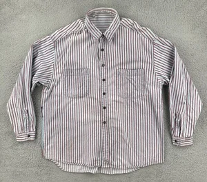 Vtg Levi’s Levis Strauss Striped Denim Button Down Shirt Men’s Large Work Wear - Picture 1 of 24