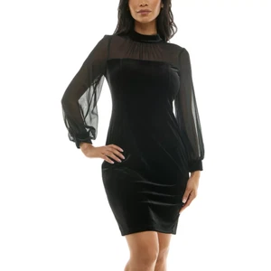 Vestido vaina de terciopelo para mujer Maison Tara color: negro, talla: 10 - Imagen 1 de 6