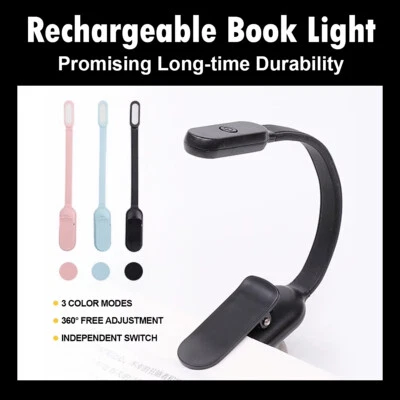 Usb Rechargeable Mini Led Book Light Clip-on Night Lights 3-color Temperatures - Image 1 of 4