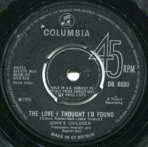 John's Children / The Love I Thought I'd Found / Vinyl / Avantgarde / Columbia - Picture 1 of 2