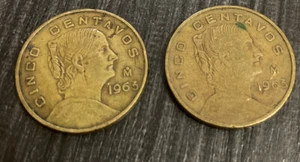 2 monedas mexicanas de cinco centavos de bronce 1963 - Imagen 1 de 6