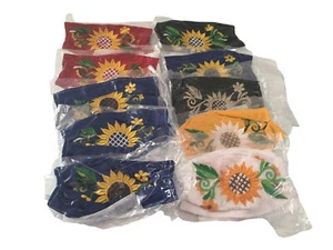 10 Pack of Handmade Embroidered Mexican Fabric Face Masks - Picture 1 of 3