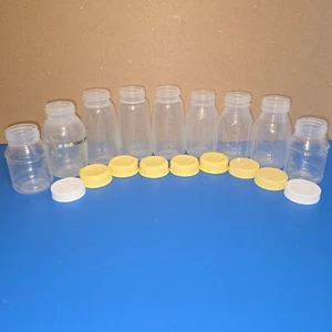 Medela & Evenflo 5 Oz 4 Oz  3Oz Clear Collection Bottles & Solid Lids Lot of 9 - Picture 1 of 10