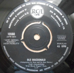 Chargers ORIG OZ 45 Old Macdonald VG+ '58 RCA 10560 Doo-wop Soul - Picture 1 of 1
