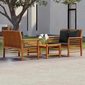 vidaXL 3 Piece Garden Lounge Set with Cushions Solid Wood Acacia - Picture 1 of 10