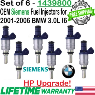 OEM Siemens HP Upgrade 6 Pack Fuel Injectors For 2004, 2005, 2006 BMW X3 3.0L I6 - Imagem 1 de 4