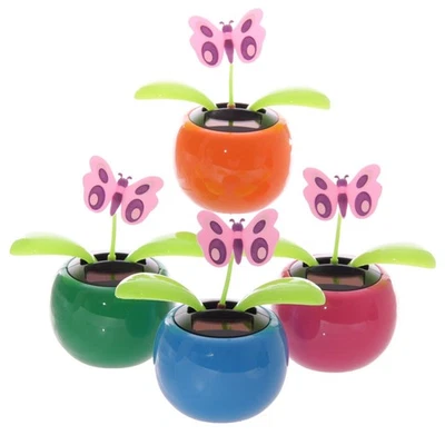4er Set Schmetterling im Topf Solar Pal Wackelfigur - Bild 1 von 4