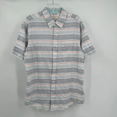 Original Weatherproof Vintage Mens Button Up Shirt Size L Country Twill Pastel  - Image 1 of 4