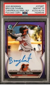 2023 Bowman Chrome 1t Auto #CPABT Braylin Tavera Purple /250 PSA 9 - Picture 1 of 2