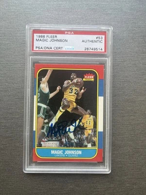 Magic Jhonson  1986 PSA  Authentic Auto Fleer - Imagen 1 de 2