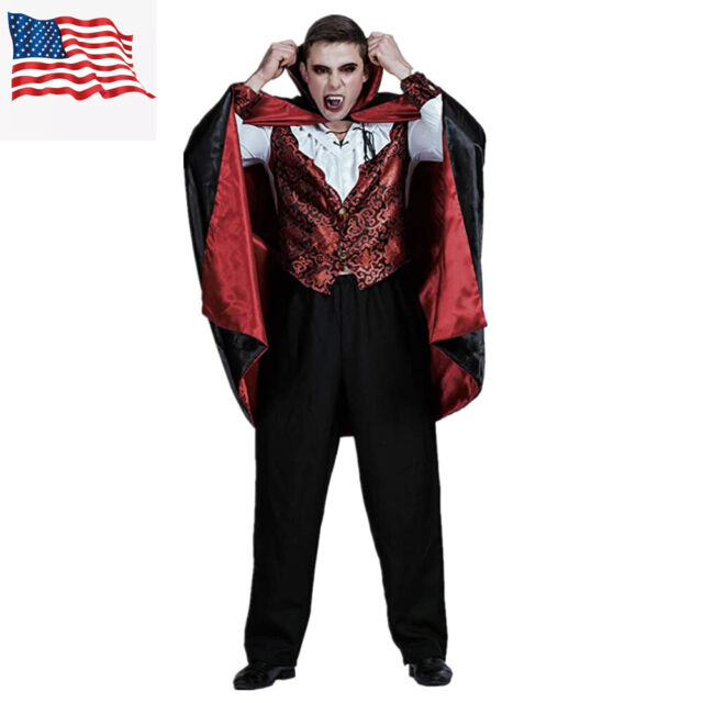 Fantasia masculina de vampiro adulto Deluxe, Red, Black, Medium