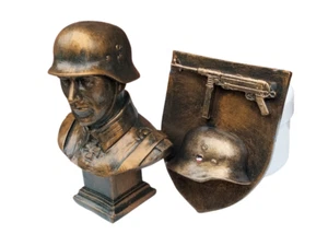 Buste Soldat Allemand + Blason Casque MP 40 📌4a. - Bild 1 von 3