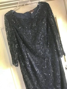 NWT size 14 Lace Long Black Beaded Wedding Bride Fitted Slit Formal Dress - Picture 1 of 12