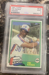 1981 Topps Traded #816 Tim Raines RC PSA 9 Mint Rookie HOF.
