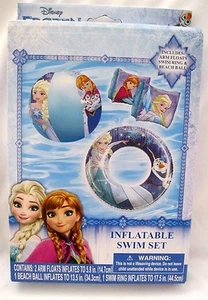 Disney Frozen Olaf & Elsa 20" Inflatable Beach Ball,Floating Rings,& Arm Floats - Picture 1 of 2