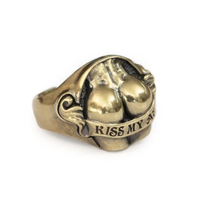 Anillo de latón Kiss My Ass sexy caderas glúteos punk joyería BR148D talla EE. UU. 7~15 Foto 1 de 4