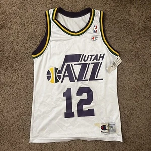 John Stockton Utah Jazz Vintage Champion Jersey 36 Small NBA Basketball White - Picture 1 of 11