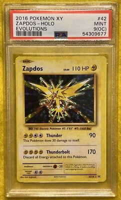 PSA 9(OC) 2016 Pokémon XY Zapdos - Holo Evolutions #42 Mint Rare Legendary - Image 1 of 2