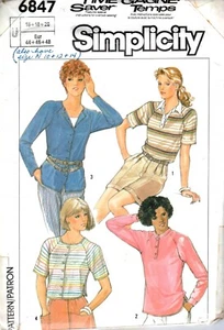 1985 Simplicity Pattern 6847 Size 16-18-20  tops  Stretch knits uncut - Picture 1 of 2