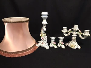 Porzellan Set - Vintage - AK Kaiser - Lampe  +  3x Kerzenleuchter - Bild 1 von 14