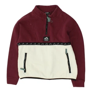 Diesel Womens XS Red White Sweatshirt | Casual Designer Cropped Half Zip Jumper - Picture 1 of 4