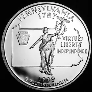 1999 S Pennsylvania Proof Statehood Washington Quarter from U.S. Mint Proof Set - Picture 1 of 2
