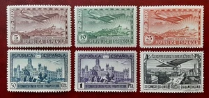 SPAIN 1931 MH Airmail Airplanes Pan-American Congress Scott C62-7 XF 3271-2 - Picture 1 of 3