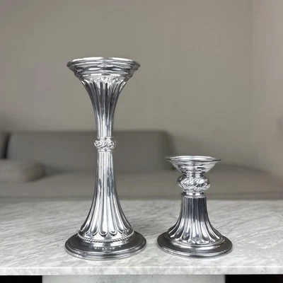 Juego de 2 candelabros Lenox grandes de metal para despensa pilar de 15" y 7,5" Foto 1 de 4