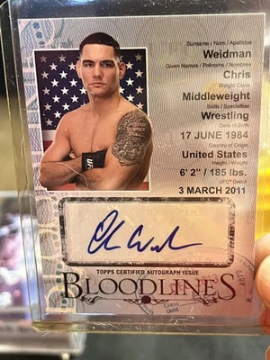 2013 Topps UFC Bloodlines Chris Weidman Auto 17/50 Autograph Card Free Ship - Image 1 of 2