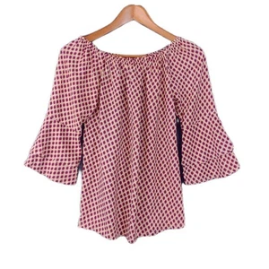 Lascana schulterfreies Damenoberteil beere bunt bedruckt Größe 2 Boho Glockenärmel - Bild 1 von 7