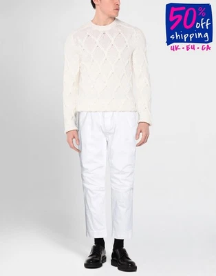 RRP €480 DSQUARED2 Chino Trousers IT46 US36 S White Cropped Drawstring Waist - Image 1 of 4