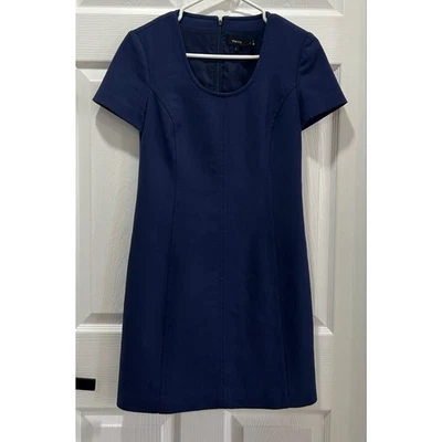 Theory Princess Seam Classic Faded Sheath Dress Size 0 Navy Blue Wool Blend - Image 1 of 4
