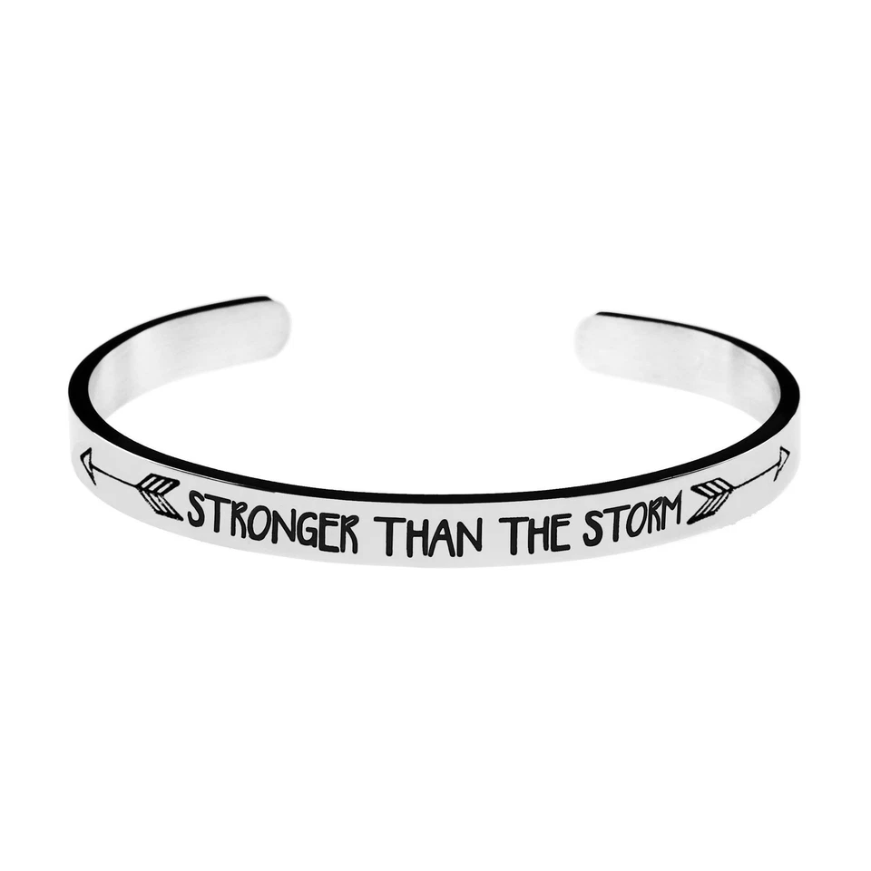 Jvvsci Stronger Than The Storm Cuff Bracelet Inspirational Motivational Gift ...