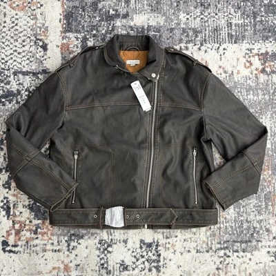ASOS Men’s Topshop Jacket Leather Brown Size: 8-10 Zip, Pockets NWT - Image 1 of 4