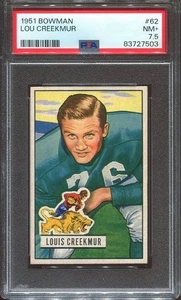 Bowman #62 Lou Creekmur 1951 RC PSA 7,5 Detroit Lions Salón de la fama William & Mary - Imagen 1 de 1