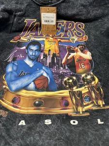 BNWT NBA Pau Gasol LA Lakers Mitchell & Ness Shirt Acid Washed black XL - Picture 1 of 4