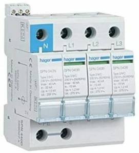 Hager SPN415R - Limitador sobretensión 3 polos+neutro 15ka con contacto auxiliar - Photo 1 sur 1