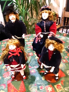 Figuras de villancicos victorianos Dickens familia de cuatro 13"" - 20"" de alto - Imagen 1 de 11