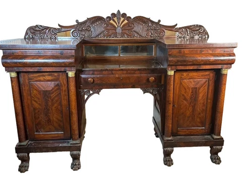 fine Philadelphia classical empire mahogany sideboard paw ft Quervelle  1820s Cover