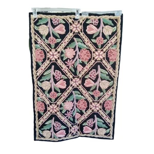 Vintage Kettenstich Teppich 100 % Wolle Gesicht 2' x 3' Blumen handgefertigt in Indien - Bild 1 von 4