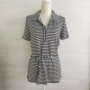 Neu mit Etikett $ 195 Saks 5th Avenue - Dana Buchman - Bateau blau & weiß Tunika Oberteil Schärpe - Bild 1 von 5