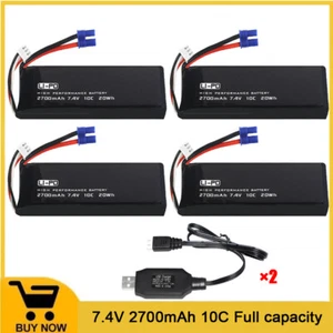 Batería recargable 4 piezas 7,4 V 2700 mAh 10 C para drone HUBSAN X4 H501S H501C H501A - Imagen 1 de 12