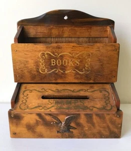 Vintage Wooden Stamp Box and Books Holder Table Top / Wall Mount Farmhouse Decor - Picture 1 of 14