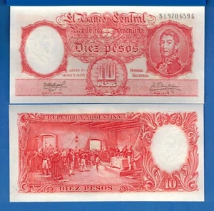 Argentina P-270 10 Pesos Year ND 1954-1963 Uncirculated Banknote Series G - Picture 1 of 1