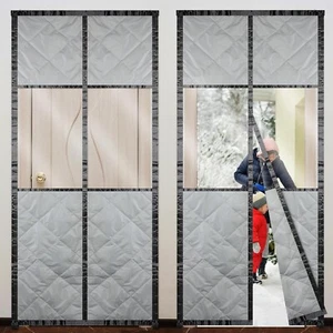 Elegant Geometric Door Curtain Set - Thermal Insulated & Soundproof, 82L x 36W - Picture 1 of 8