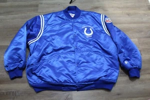 VTG MADE IN USA Starter Indianapolis Colts Blue Satin Bomber Jacket Men's 2XL - Picture 1 of 8