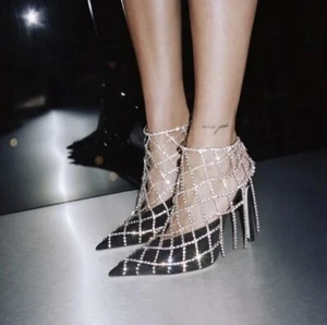 New JIMMY CHOO Scotty Suede Pumps With Crystal Chains 40 $3,850 - Picture 1 of 12