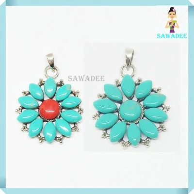  Ciondolo  in Argento con Turchese a Stella Etnick Boho Style Gipsy Hippie - Immagine 1 di 4