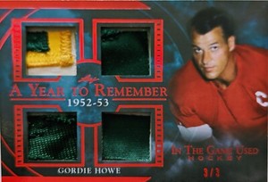 🔥#/3 GORDIE HOWE QUAD RELIC 2020-21 LEAF ITG IN THE GAME USED YEAR 2 REMEMBER🔥